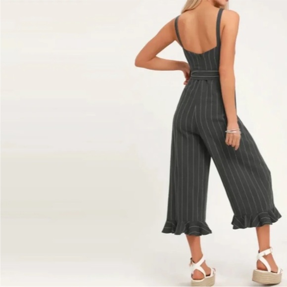 NWT HONEY PUNCH Striped Jumpsuit w Ruffle Detail XS - Picture 10 of 11